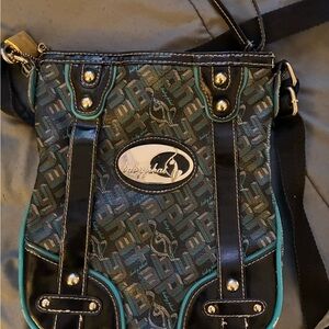 Baby Phat Black and Teal Shoulder Bag